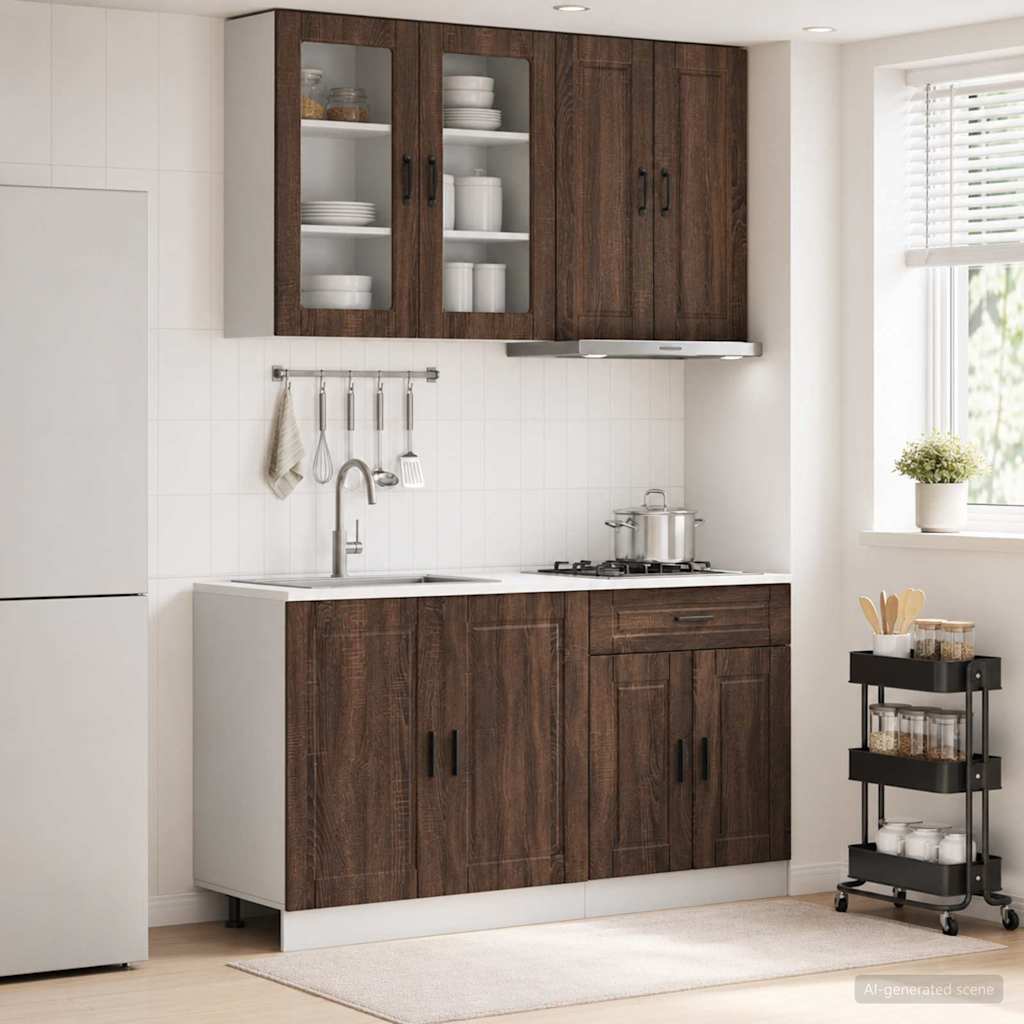 Μονάδα κουζίνας PORTO 4 pcs Καφέ Ξύλο Δρυός Επεξεργασμένο Ξύλο - Pakobazaar
