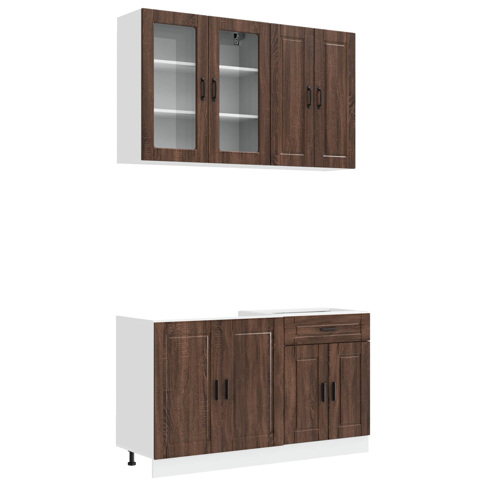 Μονάδα κουζίνας PORTO 4 pcs Καφέ Ξύλο Δρυός Επεξεργασμένο Ξύλο - Pakobazaar
