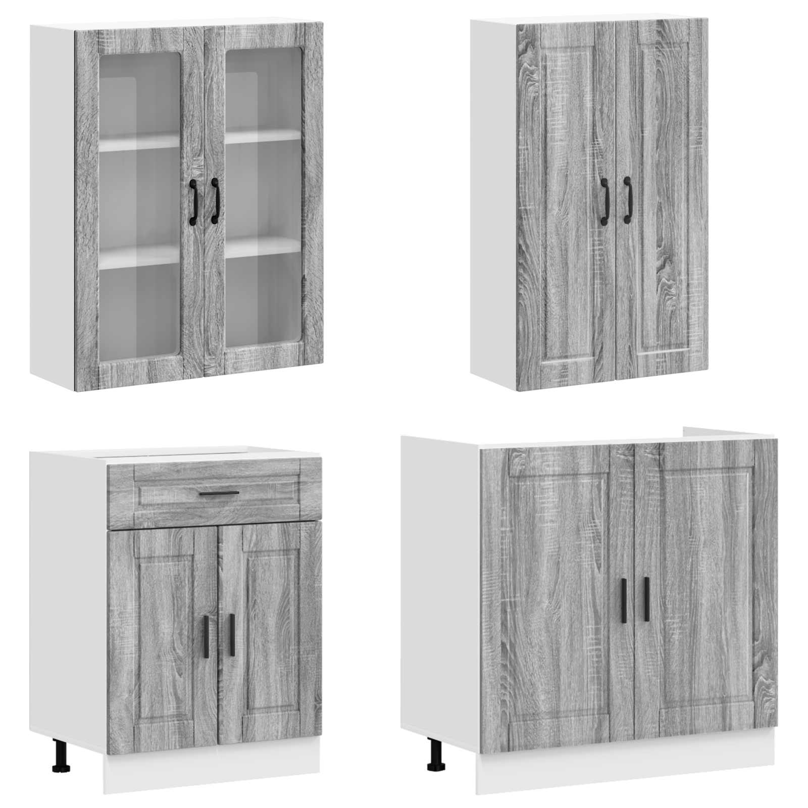 Μονάδα κουζίνας PORTO 4 pcs Γκρι Sonoma Επεξεργασμένο Ξύλο - Pakobazaar