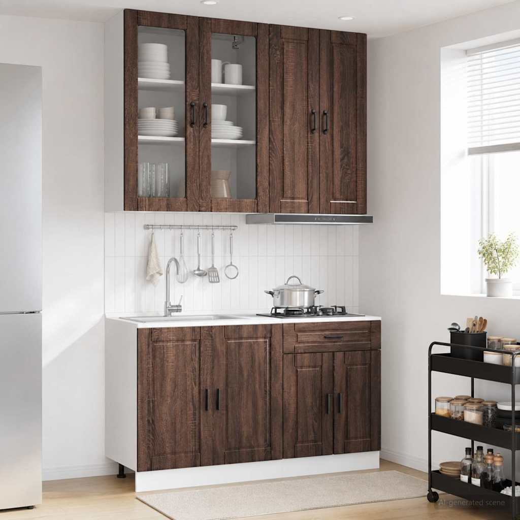 Μονάδα κουζίνας PORTO 4 pcs Καφέ Ξύλο Δρυός Επεξεργασμένο Ξύλο - Pakobazaar