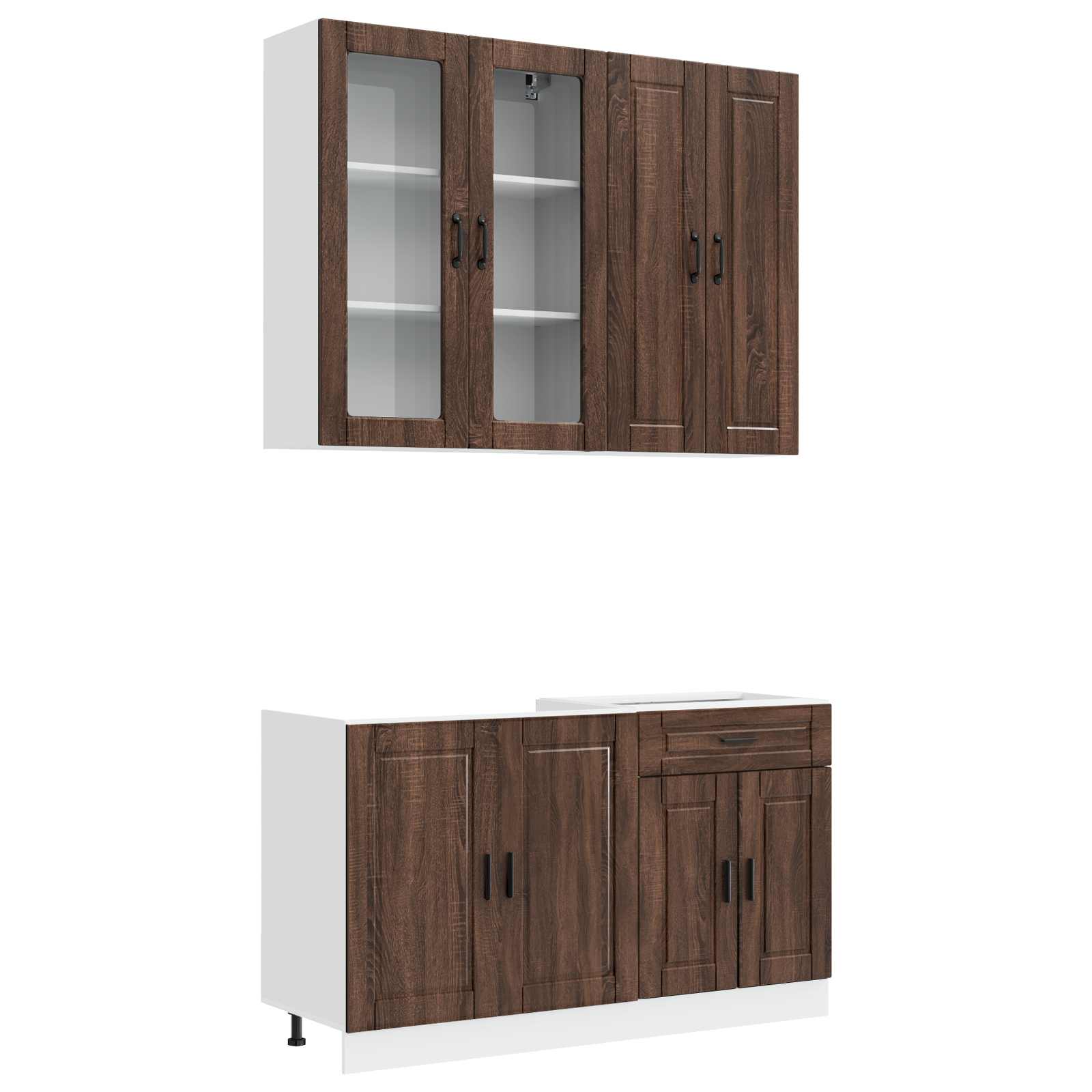 Μονάδα κουζίνας PORTO 4 pcs Καφέ Ξύλο Δρυός Επεξεργασμένο Ξύλο - Pakobazaar
