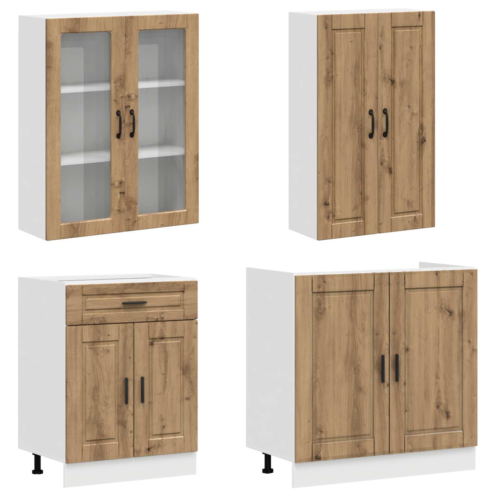 Μονάδα κουζίνας PORTO 4 pcs Artisan Δρυς Επεξεργασμένο Ξύλο - Pakobazaar