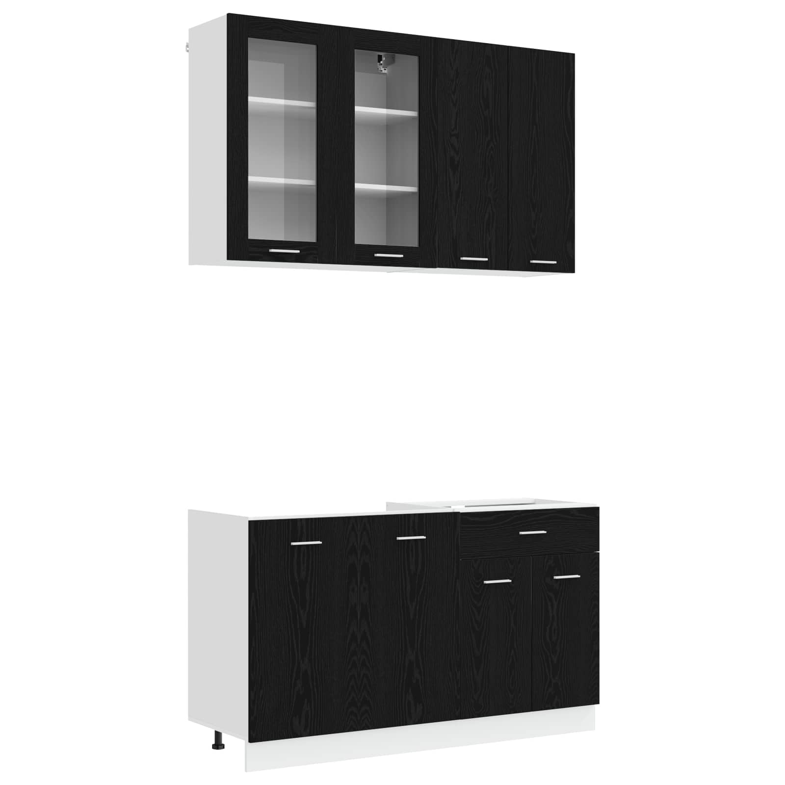 Μονάδα κουζίνας LYON 4 pcs Μαύρη Δρυς Επεξεργασμένο Ξύλο - Pakobazaar