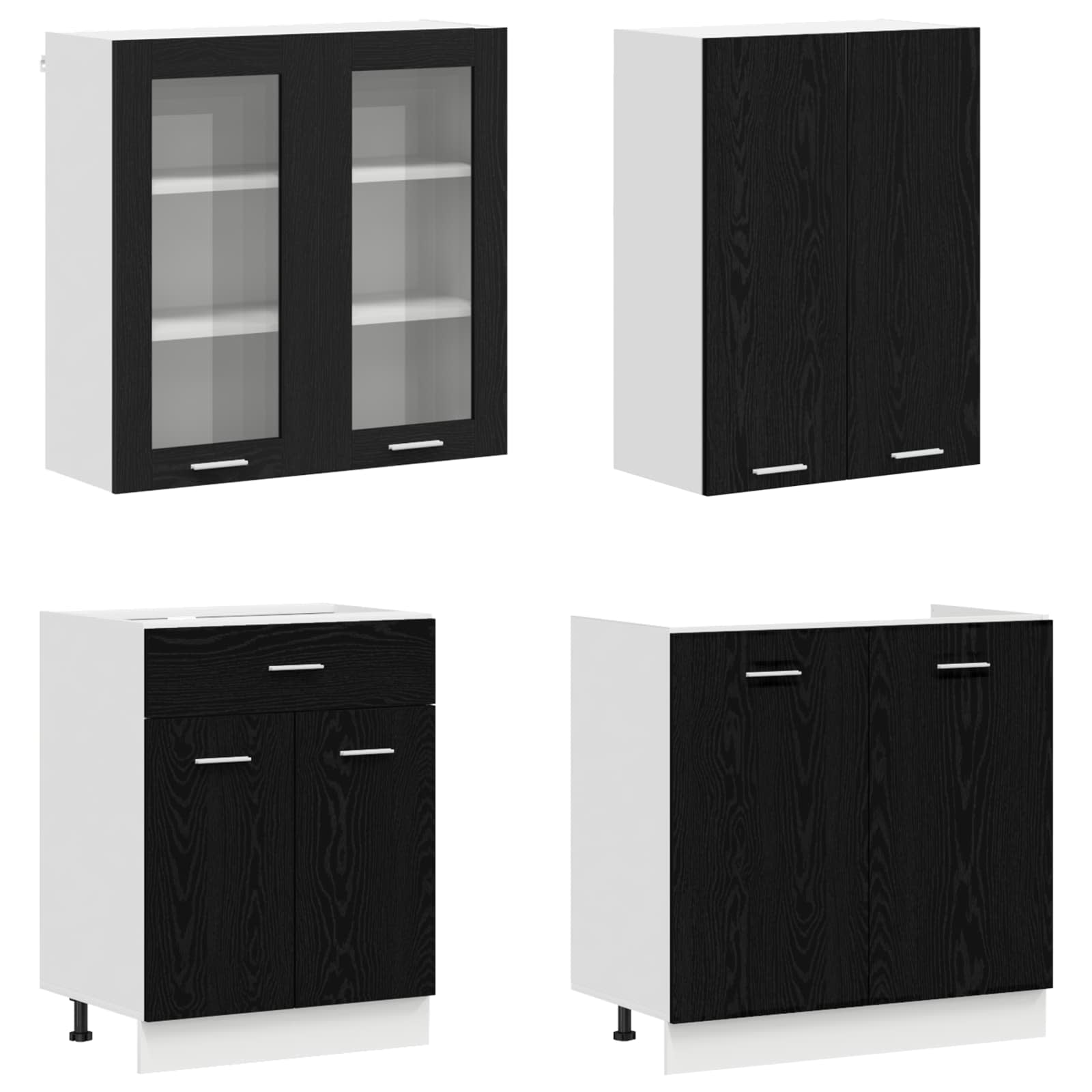 Μονάδα κουζίνας LYON 4 pcs Μαύρη Δρυς Επεξεργασμένο Ξύλο - Pakobazaar