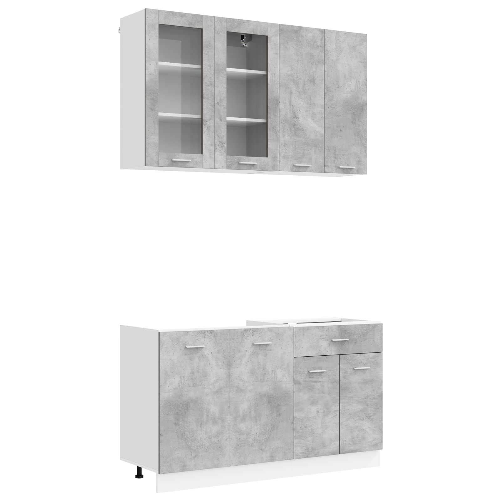 Μονάδα κουζίνας LYON 4 pcs Γκρι Σκυροδέματος Επεξεργασμένο Ξύλο - Pakobazaar