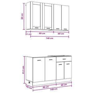 Μονάδα κουζίνας LYON 4 pcs Γκρι Sonoma Επεξεργασμένο Ξύλο - Pakobazaar