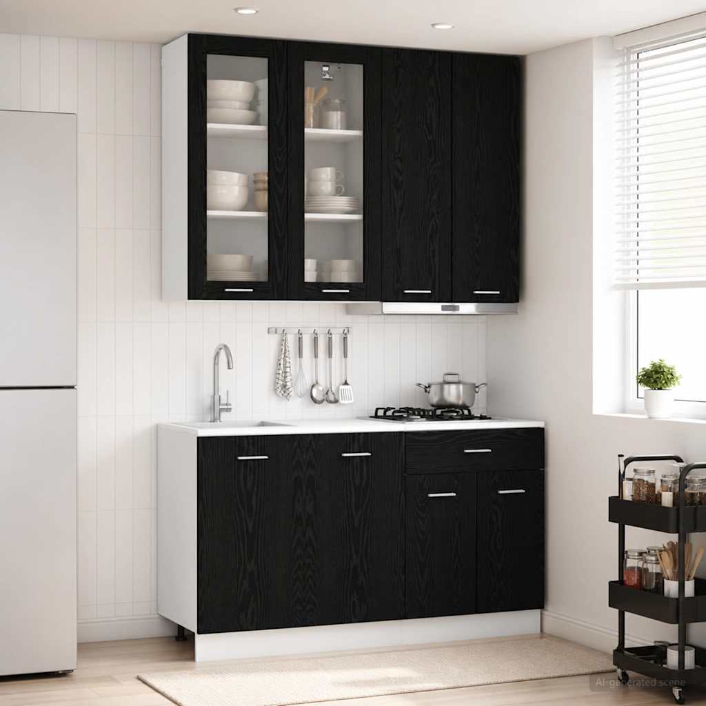 Μονάδα κουζίνας LYON 4 pcs Μαύρη Δρυς Επεξεργασμένο Ξύλο - Pakobazaar