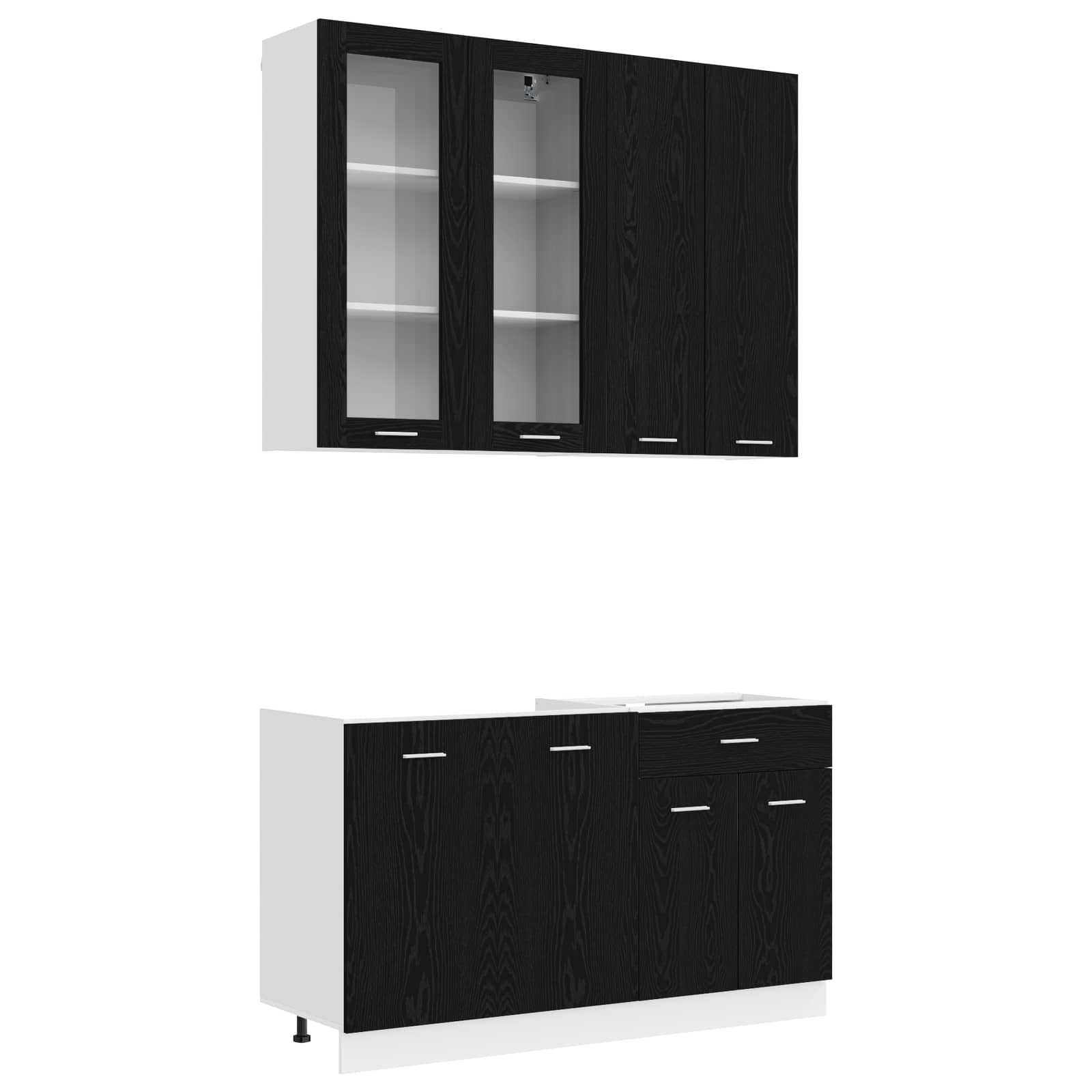 Μονάδα κουζίνας LYON 4 pcs Μαύρη Δρυς Επεξεργασμένο Ξύλο - Pakobazaar