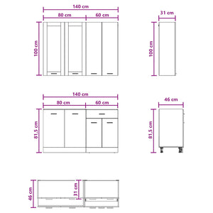 Μονάδα κουζίνας LYON 4 pcs Sonoma Δρυς Επεξεργασμένο Ξύλο - Pakobazaar