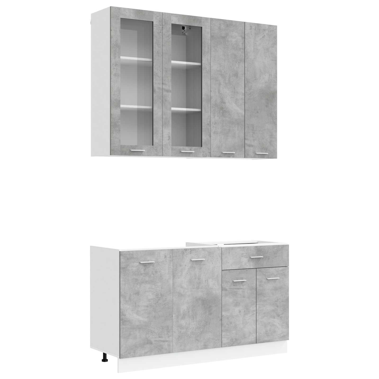 Μονάδα κουζίνας LYON 4 pcs Γκρι Σκυροδέματος Επεξεργασμένο Ξύλο - Pakobazaar