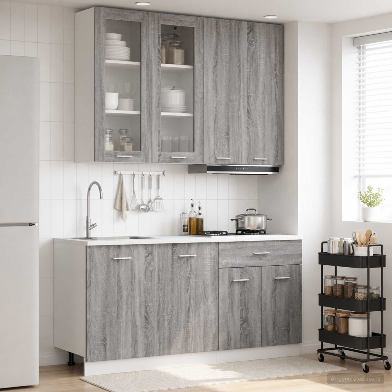 Μονάδα κουζίνας LYON 4 pcs Γκρι Sonoma Επεξεργασμένο Ξύλο - Pakobazaar