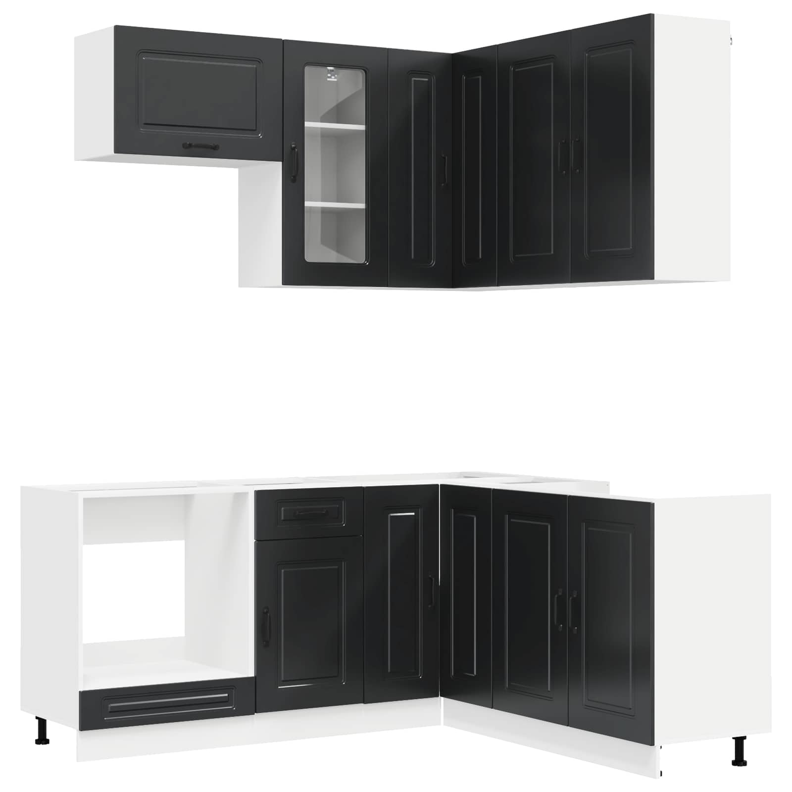 Μονάδα κουζίνας KALMAR 8 pcs Μαύρο Επεξεργασμένο Ξύλο - Pakobazaar