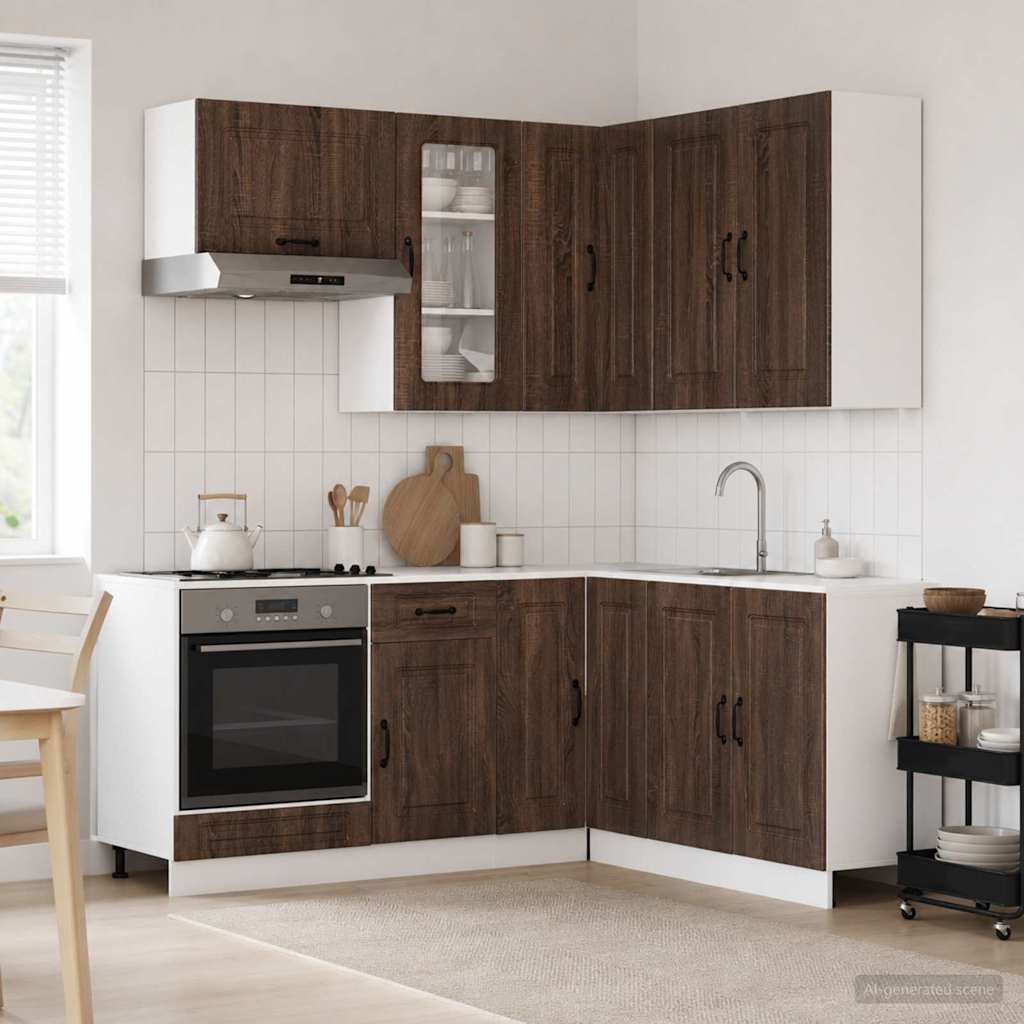 Μονάδα κουζίνας KALMAR 8 pcs Καφέ Ξύλο Δρυός Επεξεργασμένο Ξύλο - Pakobazaar