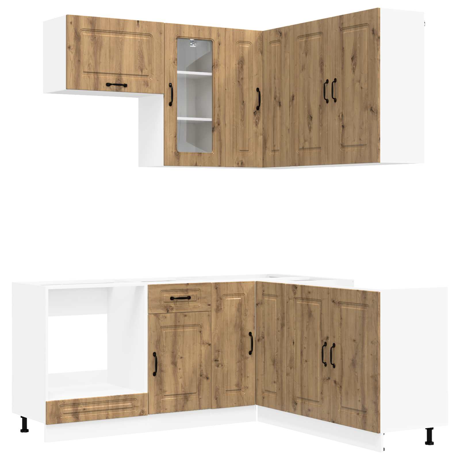 Μονάδα κουζίνας KALMAR 8 pcs Artisan Δρυς Επεξεργασμένο Ξύλο - Pakobazaar