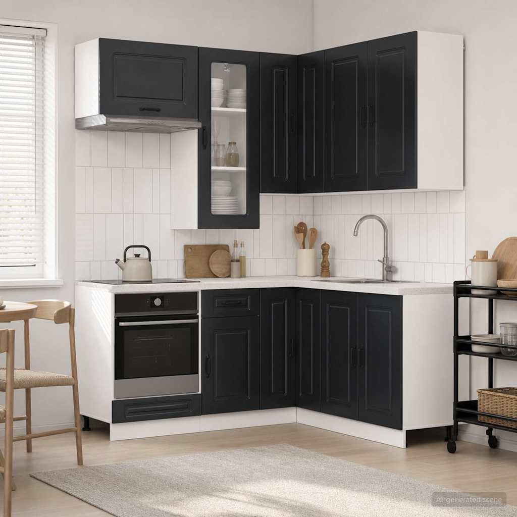 Μονάδα κουζίνας KALMAR 8 pcs Μαύρο Επεξεργασμένο Ξύλο - Pakobazaar