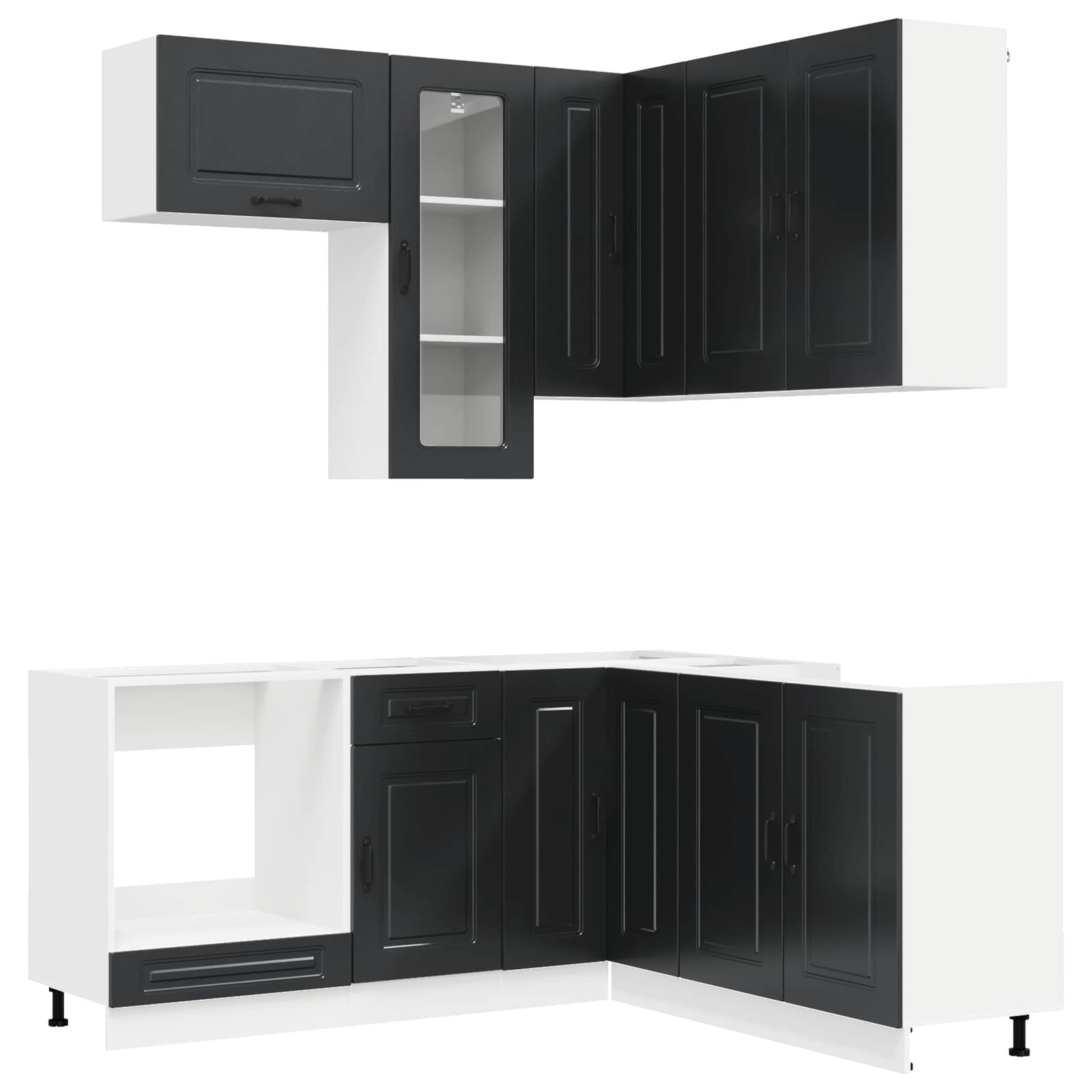 Μονάδα κουζίνας KALMAR 8 pcs Μαύρο Επεξεργασμένο Ξύλο - Pakobazaar
