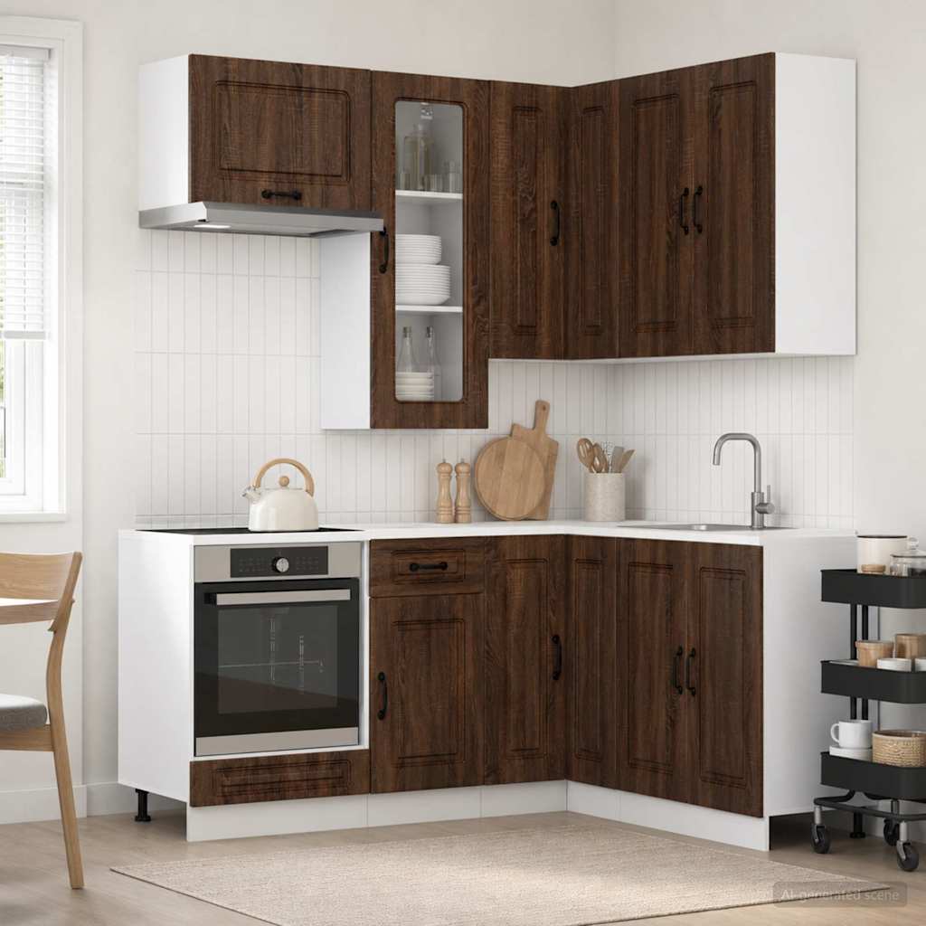 Μονάδα κουζίνας KALMAR 8 pcs Καφέ Ξύλο Δρυός Επεξεργασμένο Ξύλο - Pakobazaar