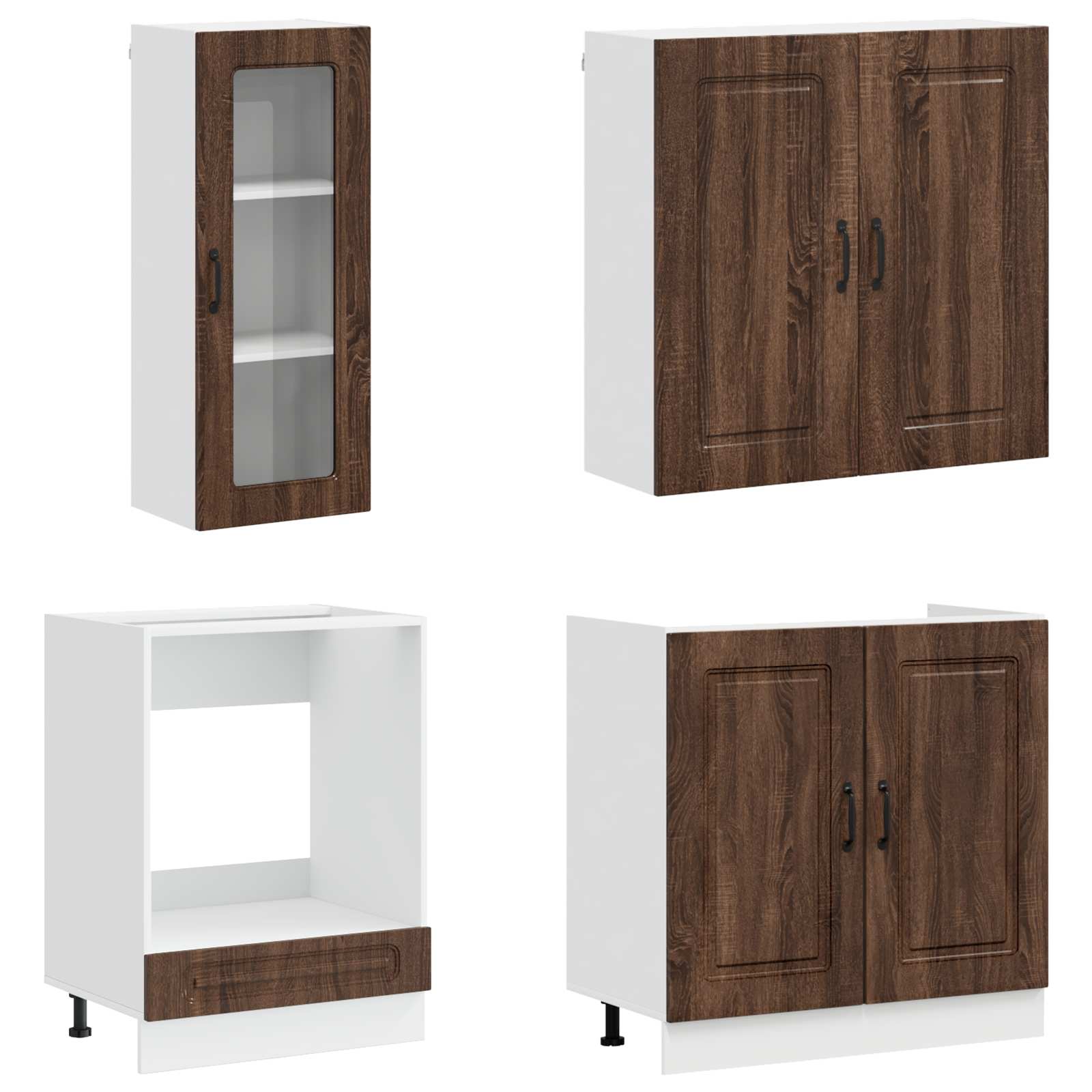 Μονάδα κουζίνας KALMAR 8 pcs Καφέ Ξύλο Δρυός Επεξεργασμένο Ξύλο - Pakobazaar
