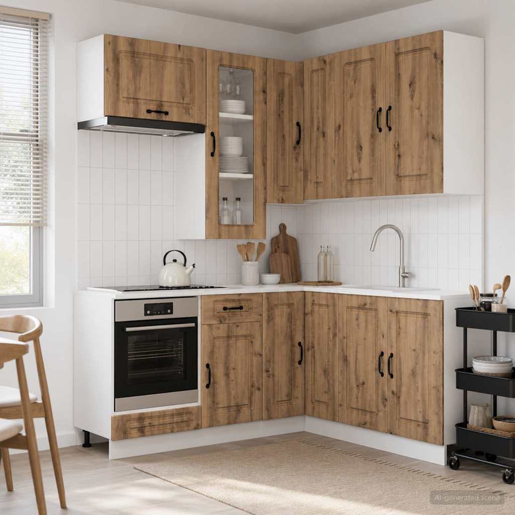 Μονάδα κουζίνας KALMAR 8 pcs Artisan Δρυς Επεξεργασμένο Ξύλο - Pakobazaar