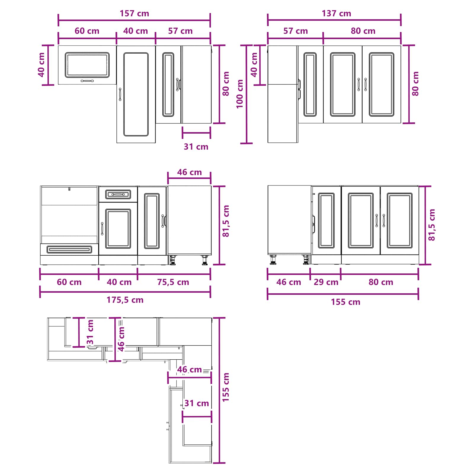 Μονάδα κουζίνας KALMAR 8 pcs Artisan Δρυς Επεξεργασμένο Ξύλο - Pakobazaar
