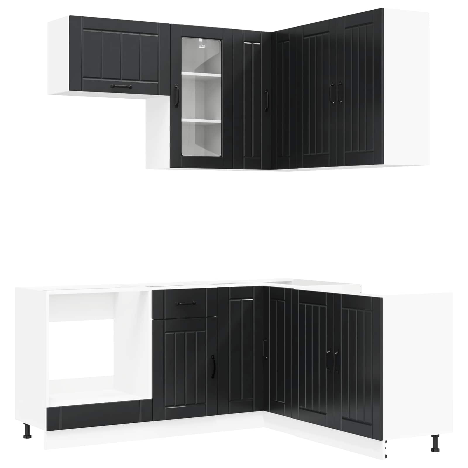 Μονάδα κουζίνας LUCCA 8 pcs Μαύρο Επεξεργασμένο Ξύλο - Pakobazaar