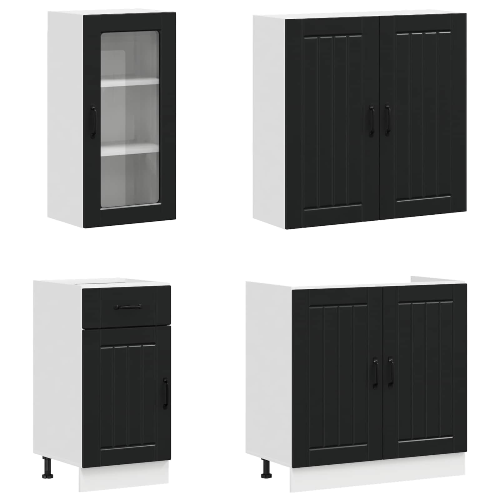 Μονάδα κουζίνας LUCCA 8 pcs Μαύρο Επεξεργασμένο Ξύλο - Pakobazaar