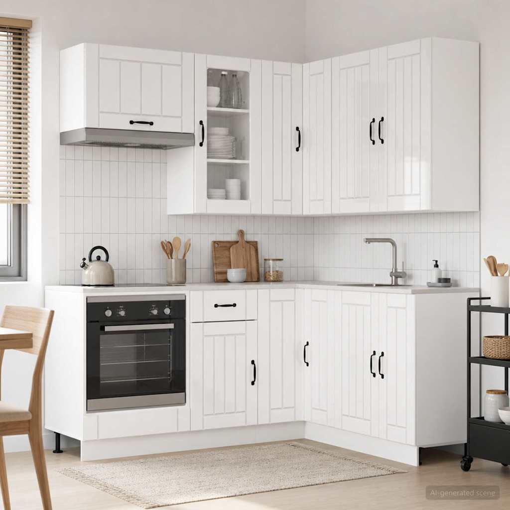 Μονάδα κουζίνας LUCCA 8 pcs Γυαλιστερό Λευκό Επεξεργασμένο Ξύλο - Pakobazaar