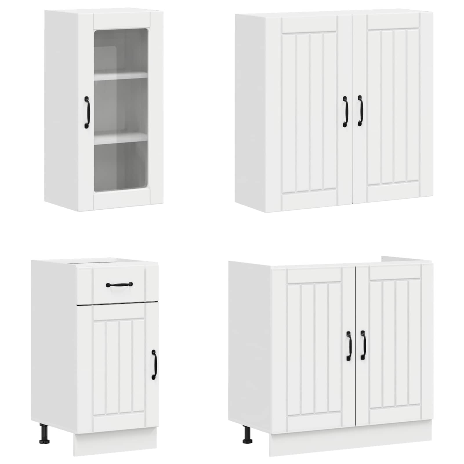 Μονάδα κουζίνας LUCCA 8 pcs Γυαλιστερό Λευκό Επεξεργασμένο Ξύλο - Pakobazaar