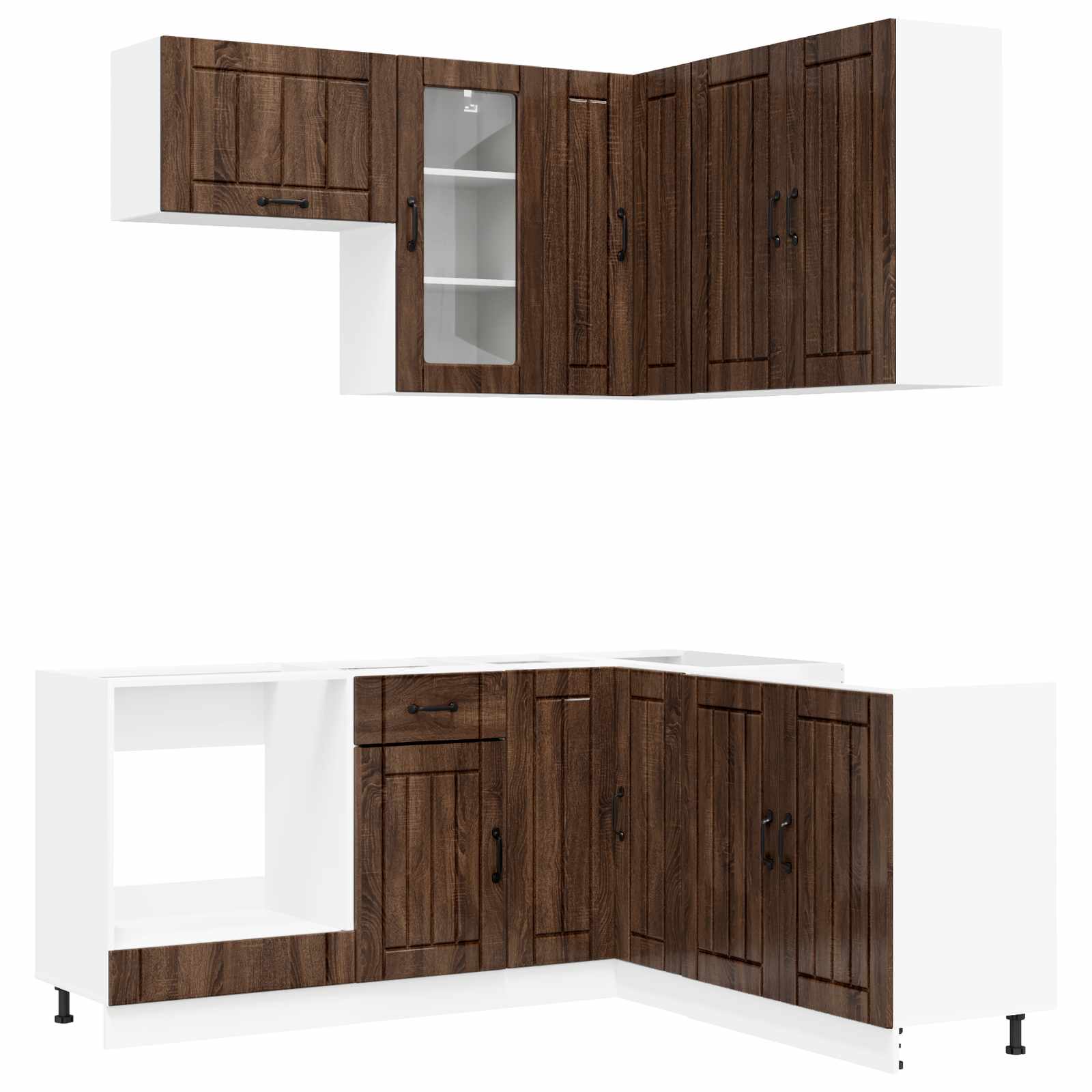 Μονάδα κουζίνας LUCCA 8 pcs Καφέ Ξύλο Δρυός Επεξεργασμένο Ξύλο - Pakobazaar