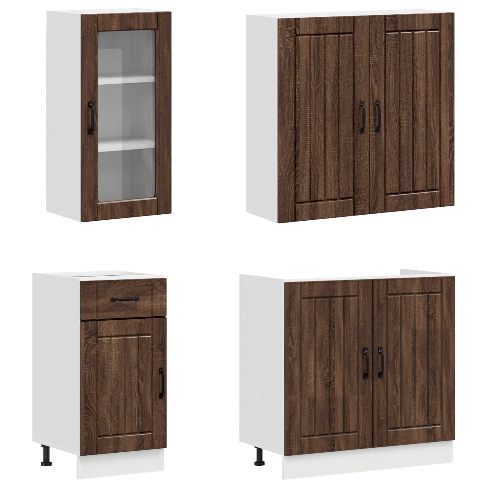 Μονάδα κουζίνας LUCCA 8 pcs Καφέ Ξύλο Δρυός Επεξεργασμένο Ξύλο - Pakobazaar