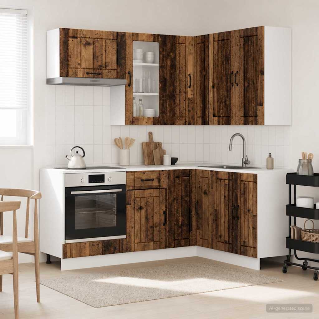 Μονάδα κουζίνας LUCCA 8 pcs Παλαιωμένο ξύλο Επεξεργασμένο Ξύλο - Pakobazaar