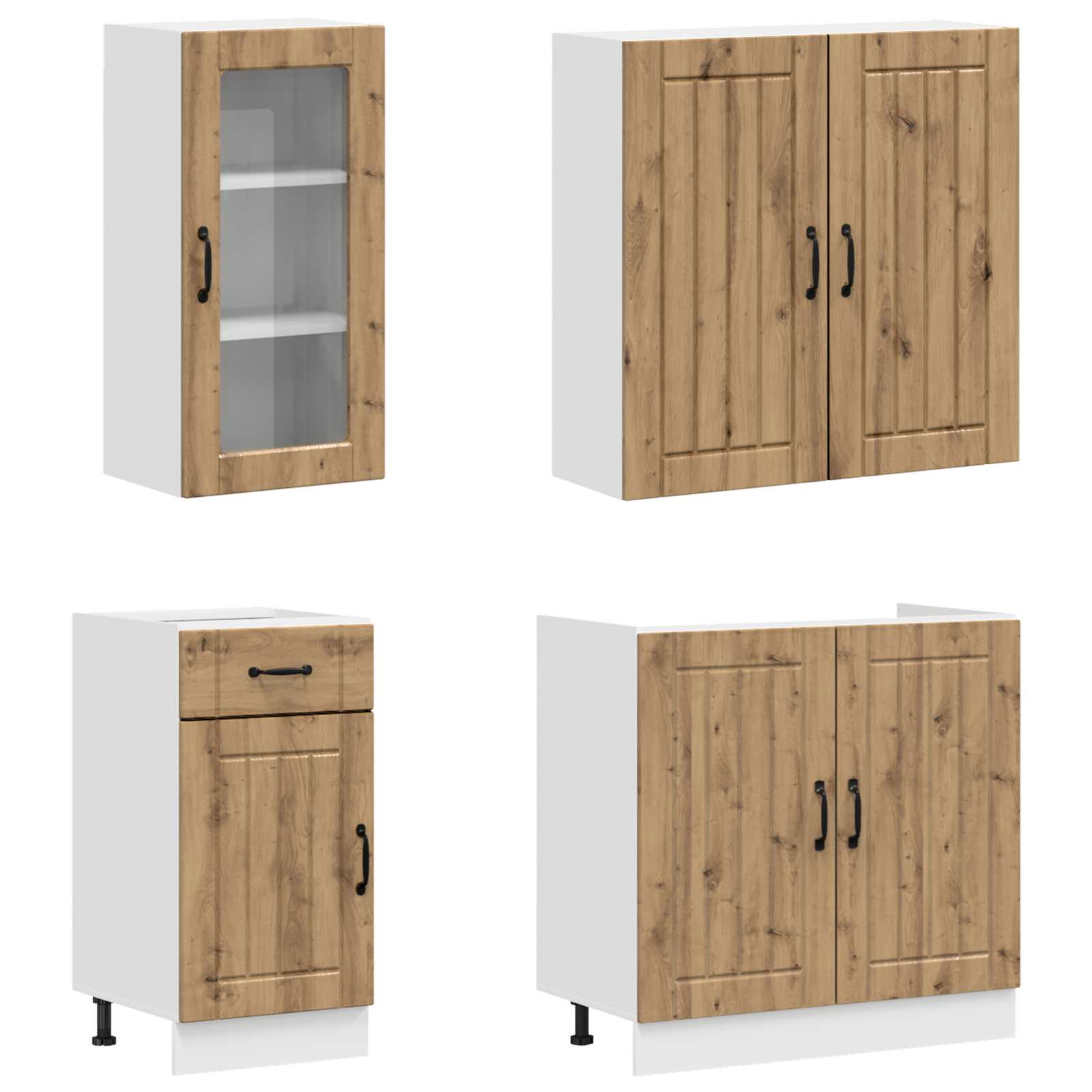 Μονάδα κουζίνας LUCCA 8 pcs Artisan Δρυς Επεξεργασμένο Ξύλο - Pakobazaar