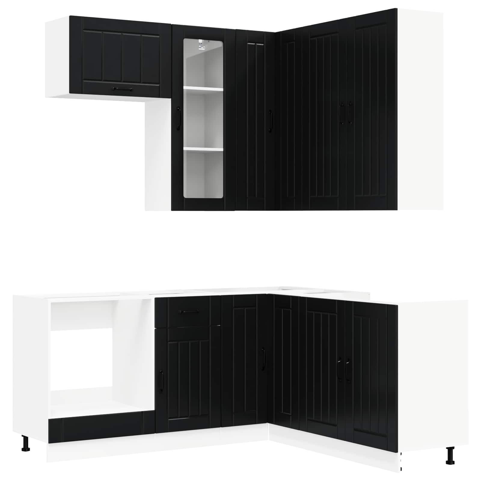Μονάδα κουζίνας LUCCA 8 pcs Μαύρο Επεξεργασμένο Ξύλο - Pakobazaar