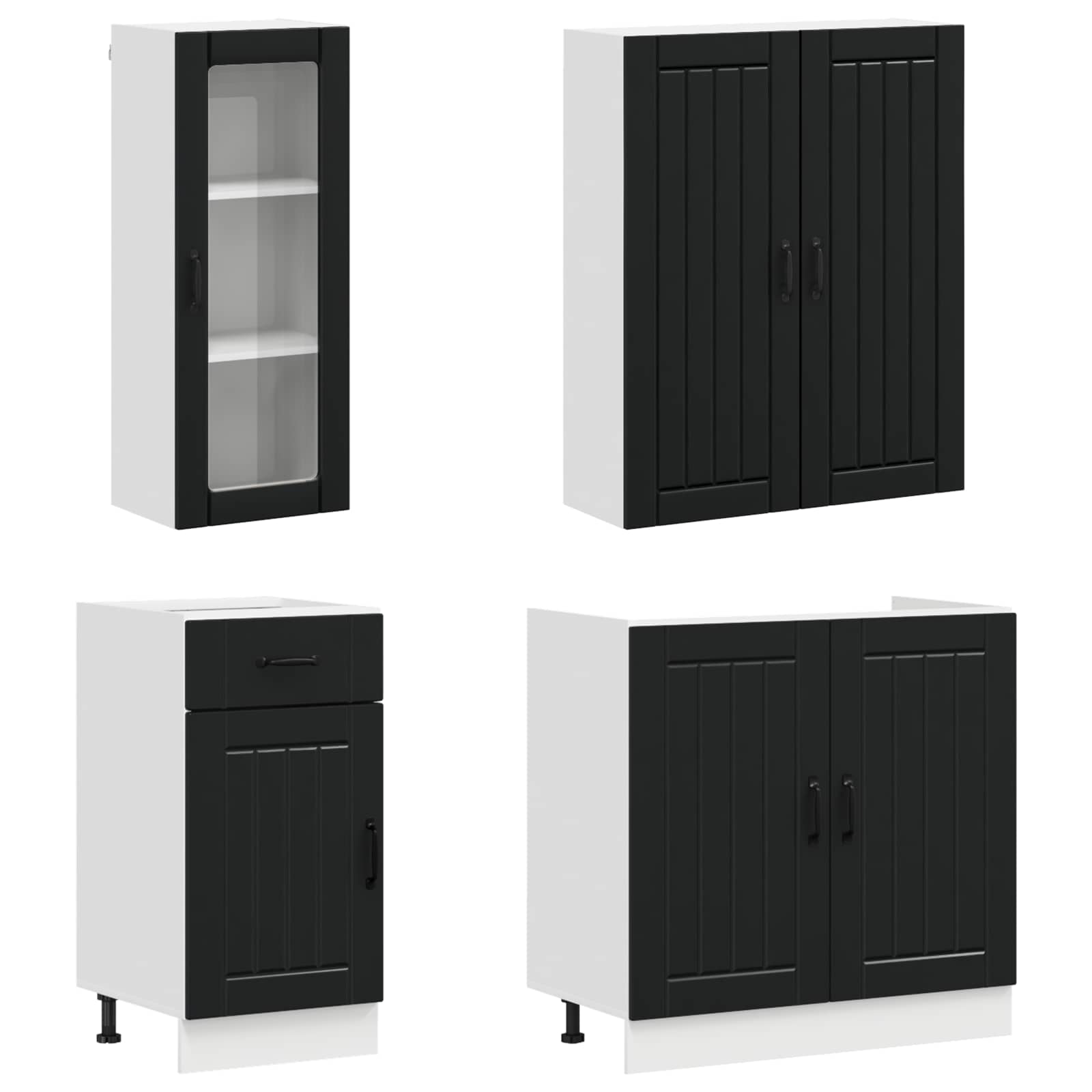 Μονάδα κουζίνας LUCCA 8 pcs Μαύρο Επεξεργασμένο Ξύλο - Pakobazaar