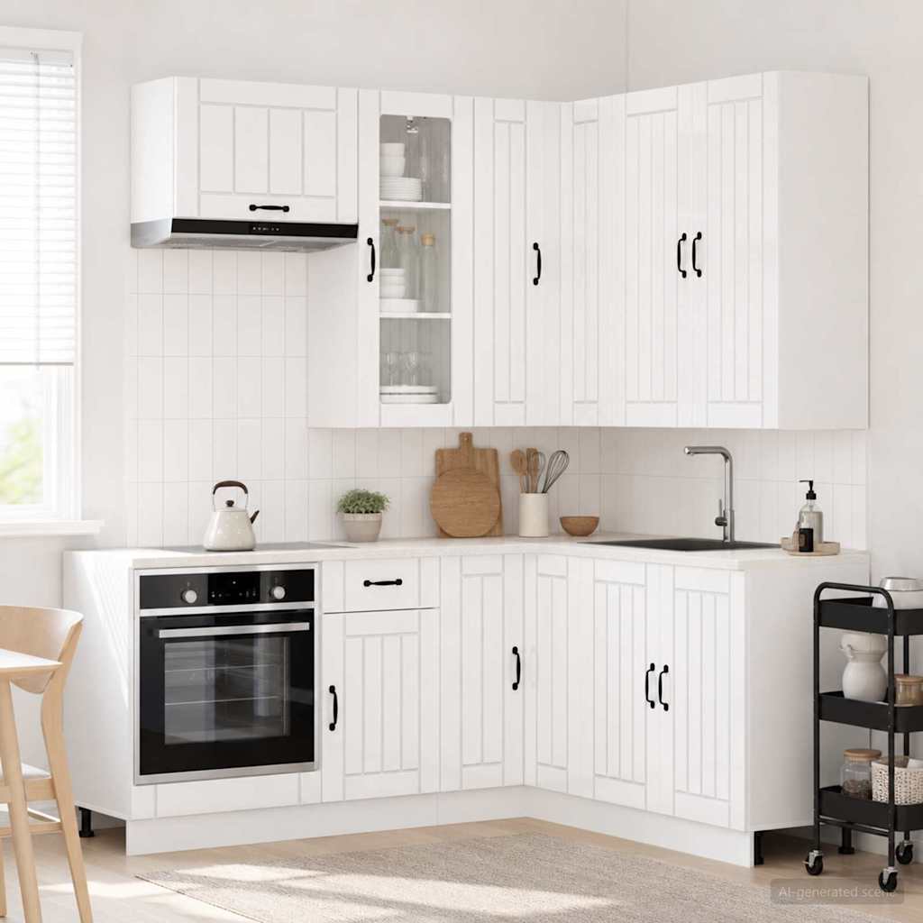 Μονάδα κουζίνας LUCCA 8 pcs Γυαλιστερό Λευκό Επεξεργασμένο Ξύλο - Pakobazaar