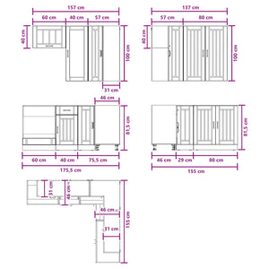Μονάδα κουζίνας LUCCA 8 pcs Γυαλιστερό Λευκό Επεξεργασμένο Ξύλο - Pakobazaar