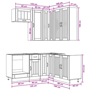 Μονάδα κουζίνας LUCCA 8 pcs Γυαλιστερό Λευκό Επεξεργασμένο Ξύλο - Pakobazaar