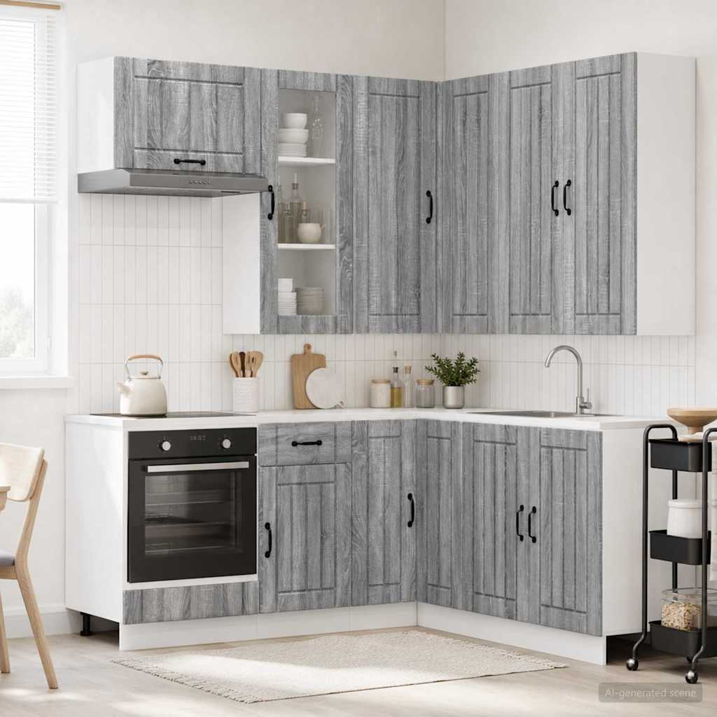 Μονάδα κουζίνας LUCCA 8 pcs Γκρι Sonoma Επεξεργασμένο Ξύλο - Pakobazaar