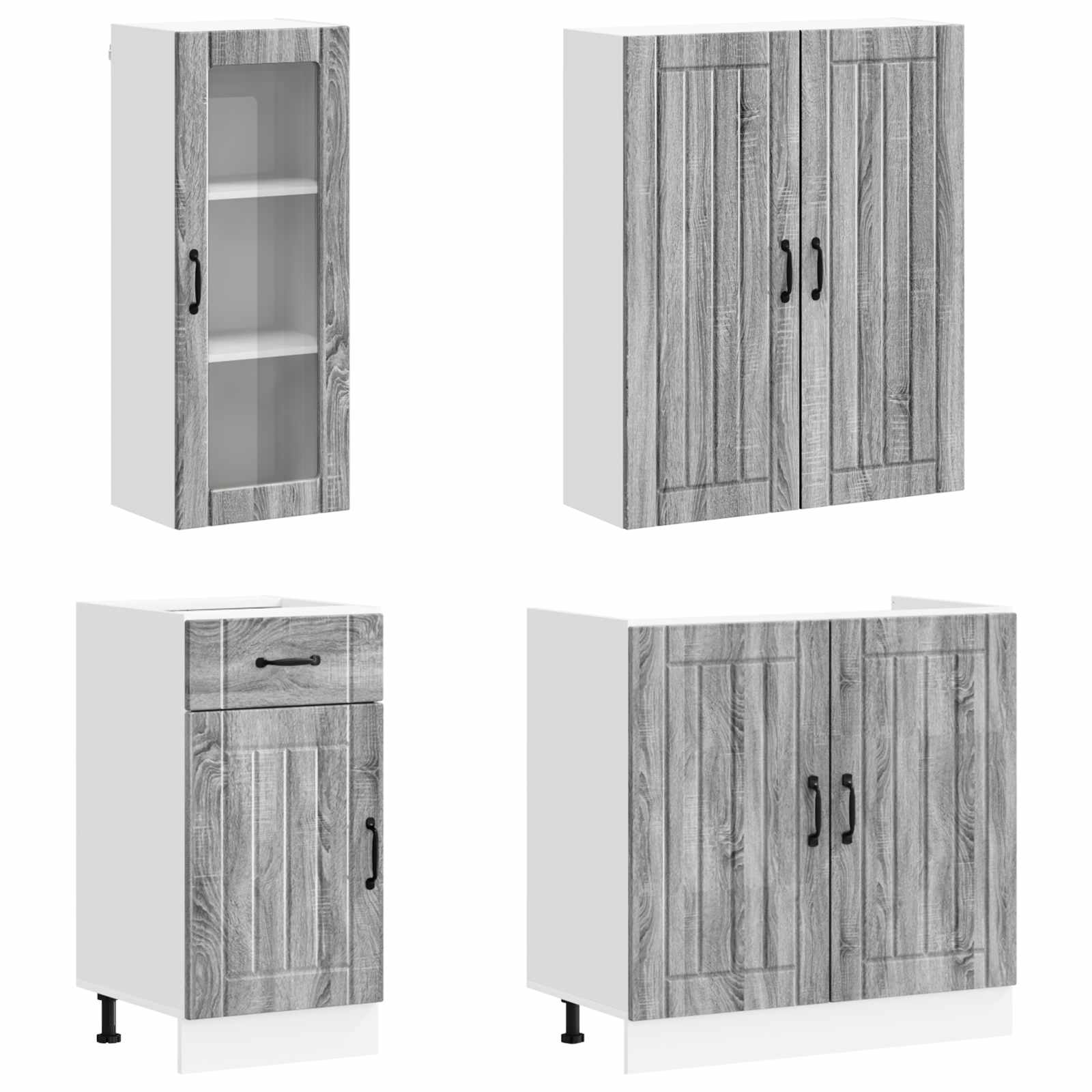 Μονάδα κουζίνας LUCCA 8 pcs Γκρι Sonoma Επεξεργασμένο Ξύλο - Pakobazaar