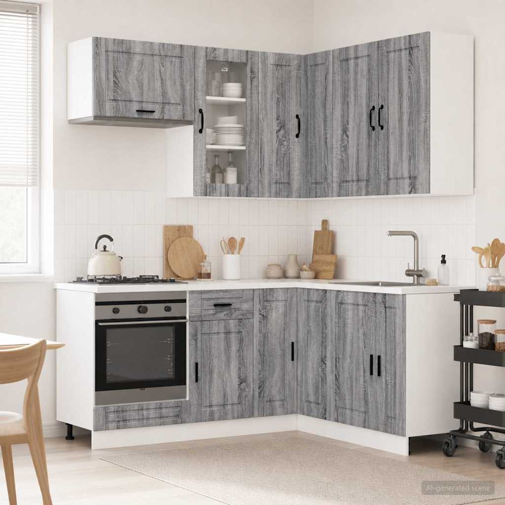 Μονάδα κουζίνας PORTO 8 pcs Γκρι Sonoma Επεξεργασμένο Ξύλο - Pakobazaar
