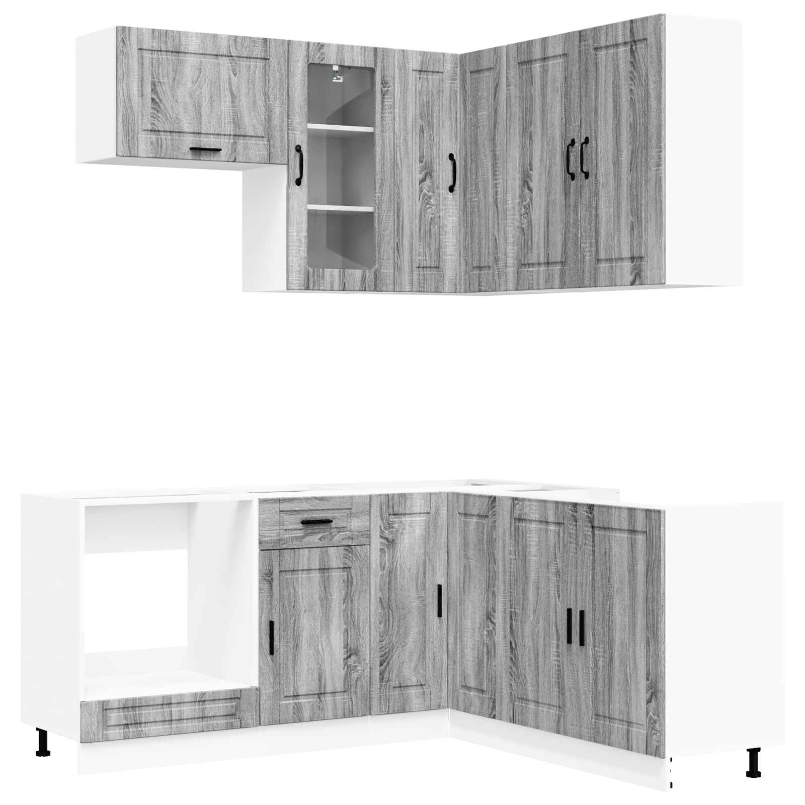 Μονάδα κουζίνας PORTO 8 pcs Γκρι Sonoma Επεξεργασμένο Ξύλο - Pakobazaar