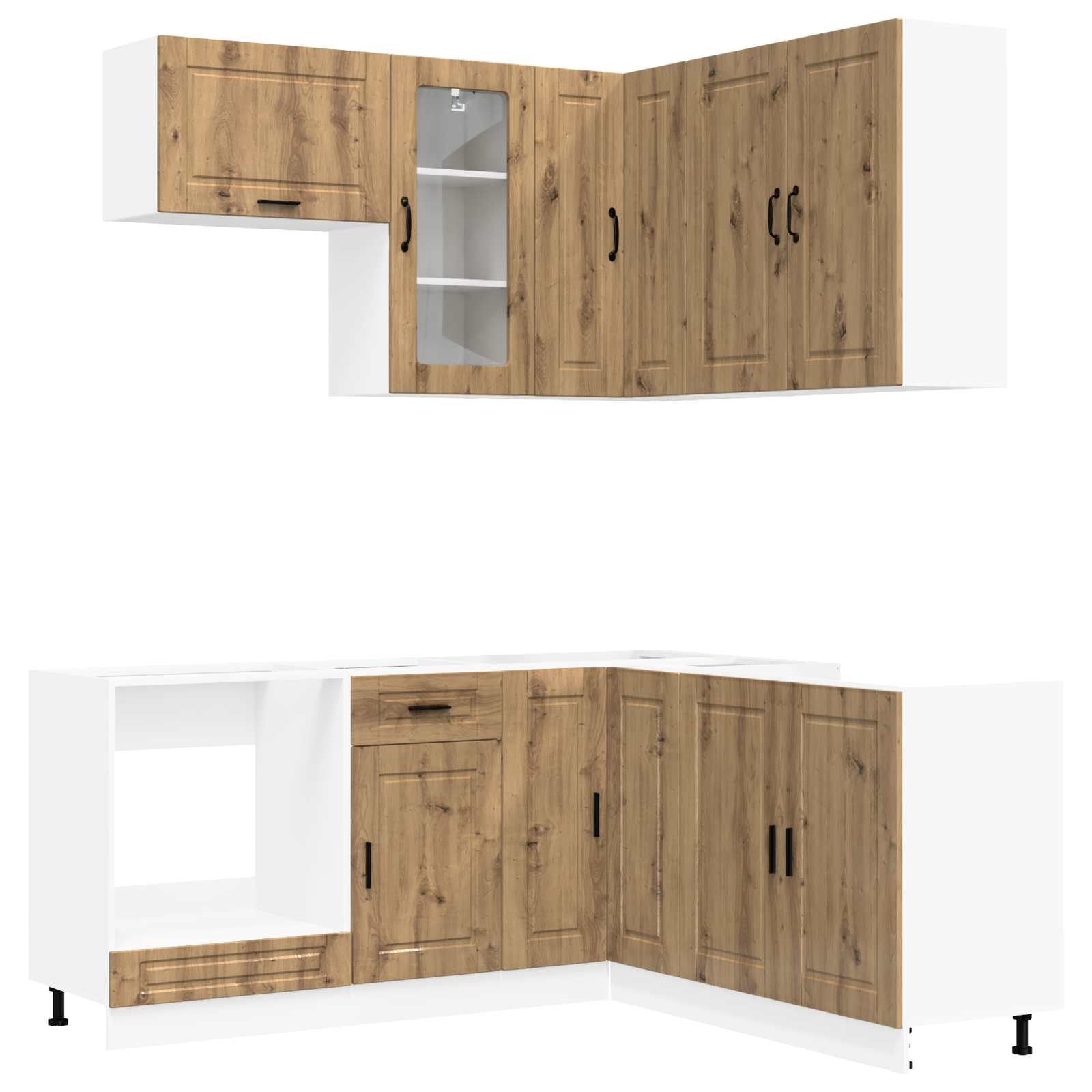 Μονάδα κουζίνας PORTO 8 pcs Artisan Δρυς Επεξεργασμένο Ξύλο - Pakobazaar
