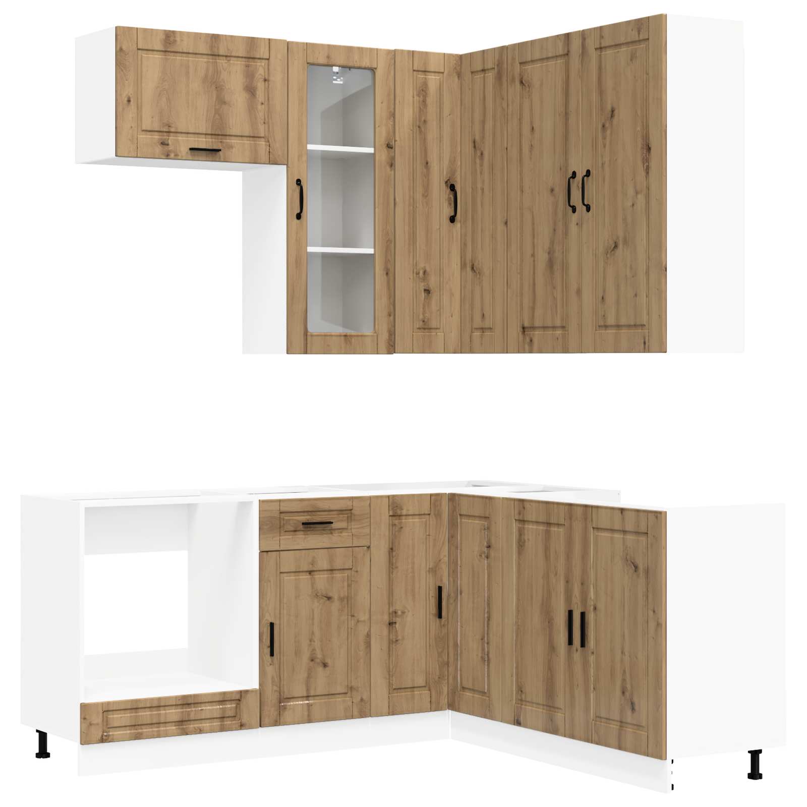 Μονάδα κουζίνας PORTO 8 pcs Artisan Δρυς Επεξεργασμένο Ξύλο - Pakobazaar