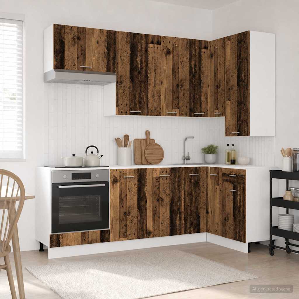 Μονάδα κουζίνας LYON 8 pcs Παλαιωμένο ξύλο Επεξεργασμένο Ξύλο - Pakobazaar