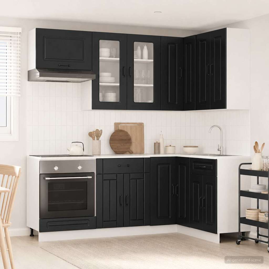 Μονάδα κουζίνας KALMAR 8 pcs Μαύρο Επεξεργασμένο Ξύλο - Pakobazaar