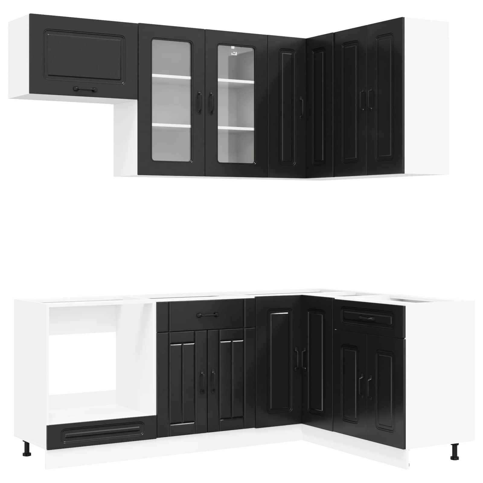 Μονάδα κουζίνας KALMAR 8 pcs Μαύρο Επεξεργασμένο Ξύλο - Pakobazaar