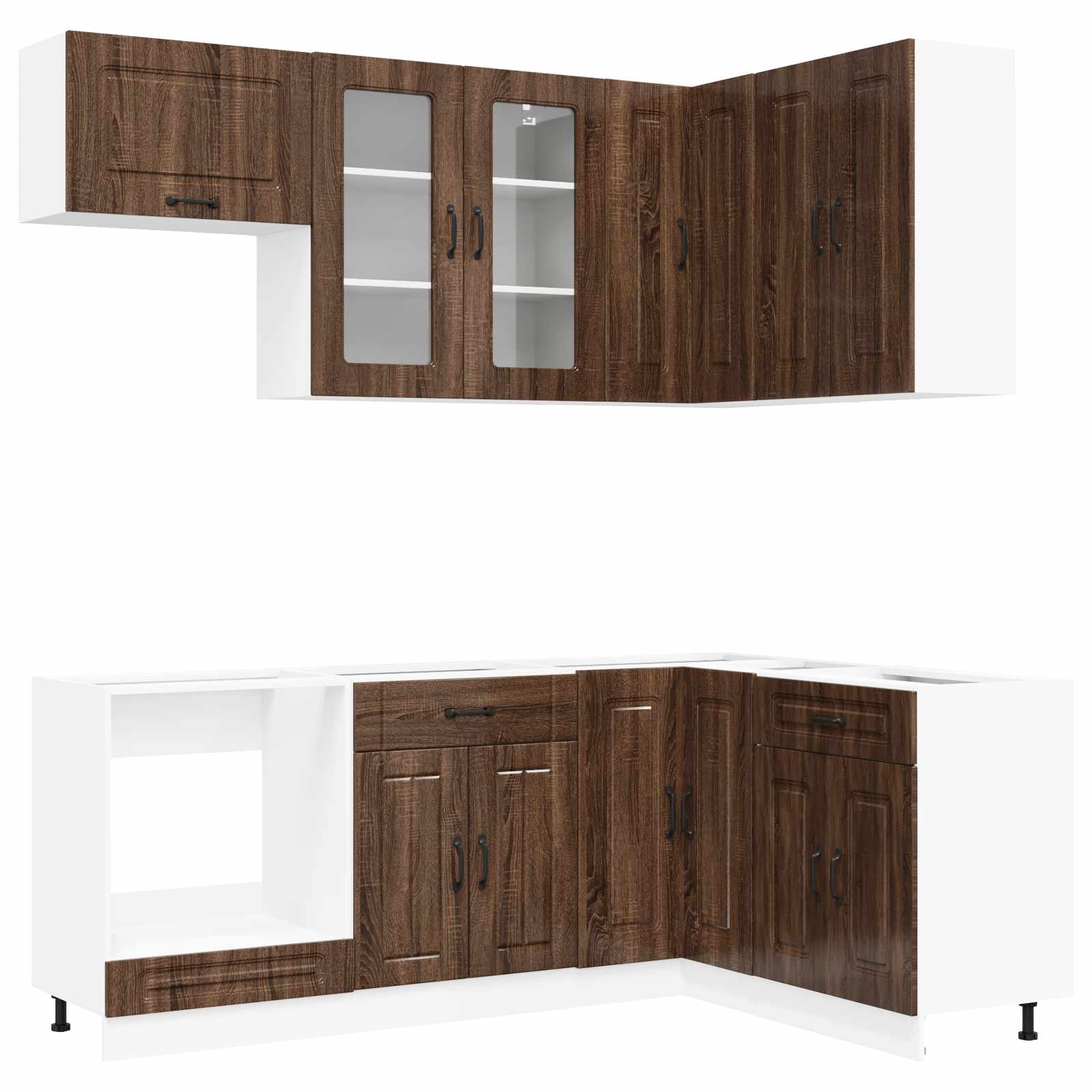 Μονάδα κουζίνας KALMAR 8 pcs Καφέ Ξύλο Δρυός Επεξεργασμένο Ξύλο - Pakobazaar