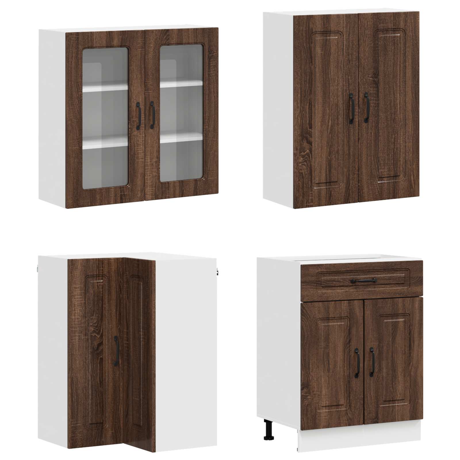 Μονάδα κουζίνας KALMAR 8 pcs Καφέ Ξύλο Δρυός Επεξεργασμένο Ξύλο - Pakobazaar