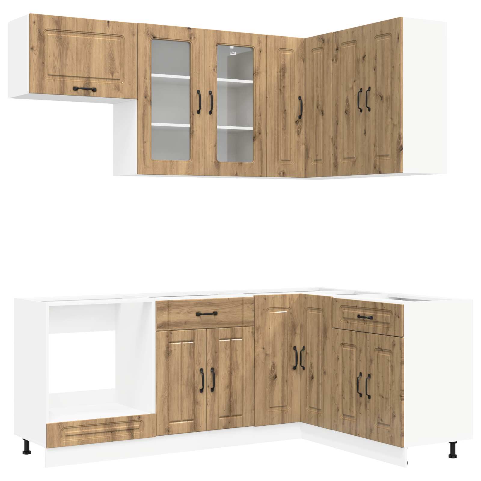 Μονάδα κουζίνας KALMAR 8 pcs Artisan Δρυς Επεξεργασμένο Ξύλο - Pakobazaar