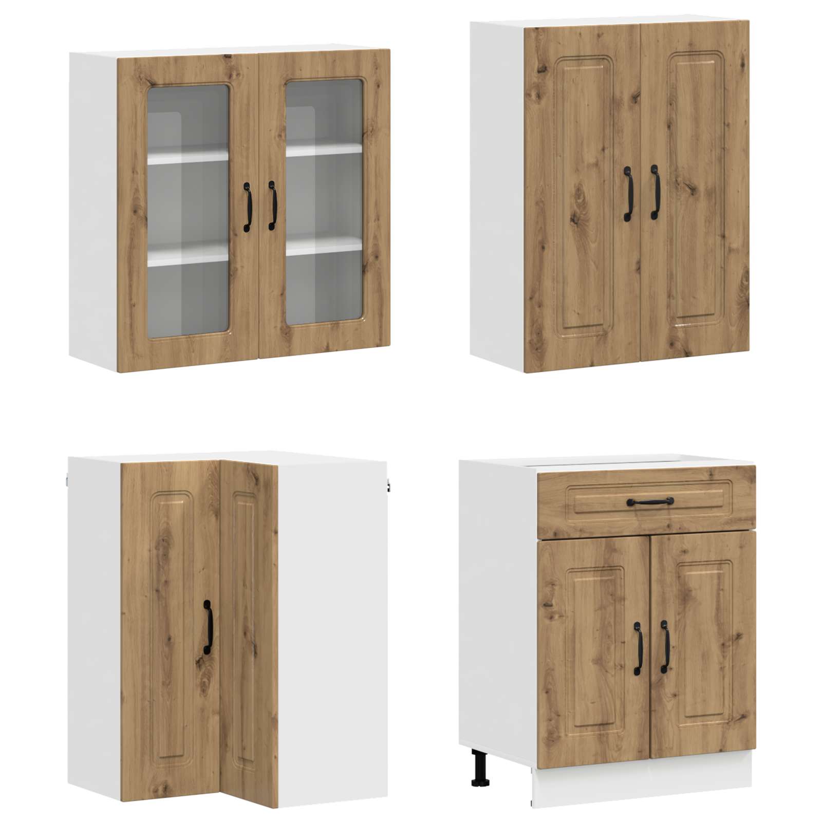 Μονάδα κουζίνας KALMAR 8 pcs Artisan Δρυς Επεξεργασμένο Ξύλο - Pakobazaar